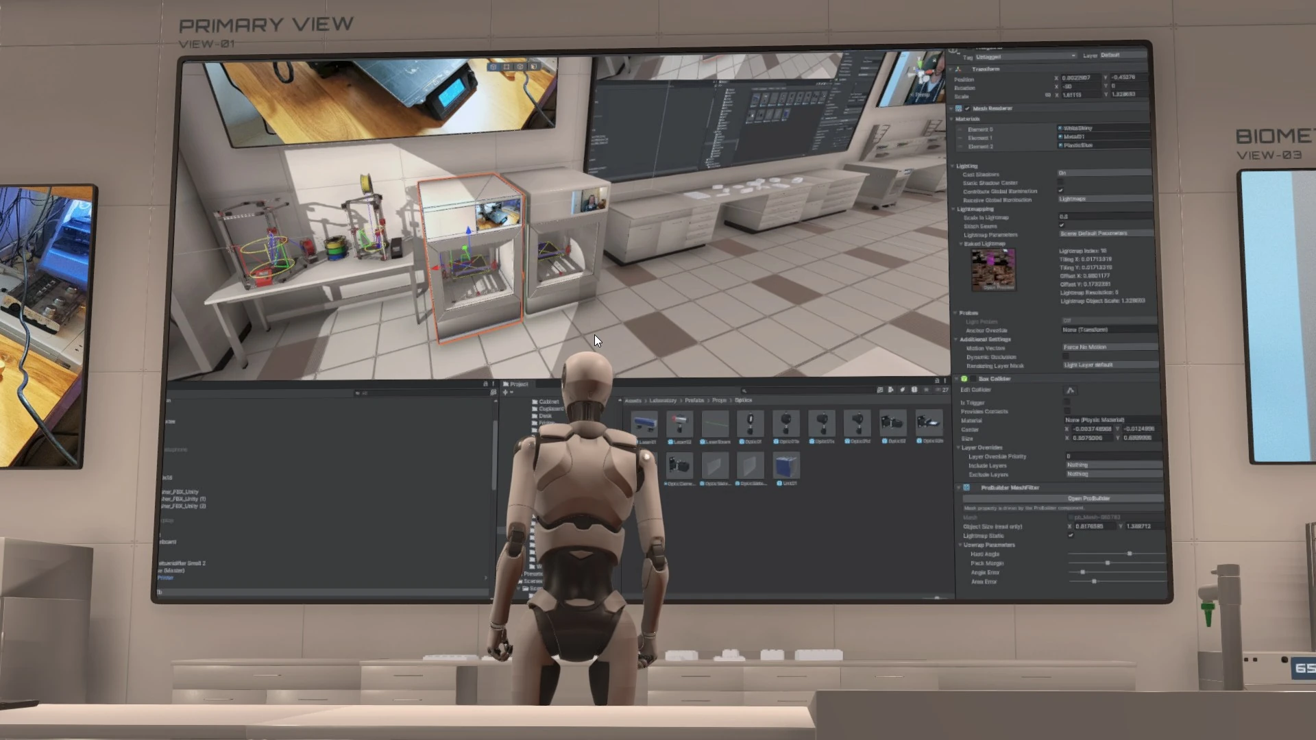 In-world camera view showing the facility as a continuous space.