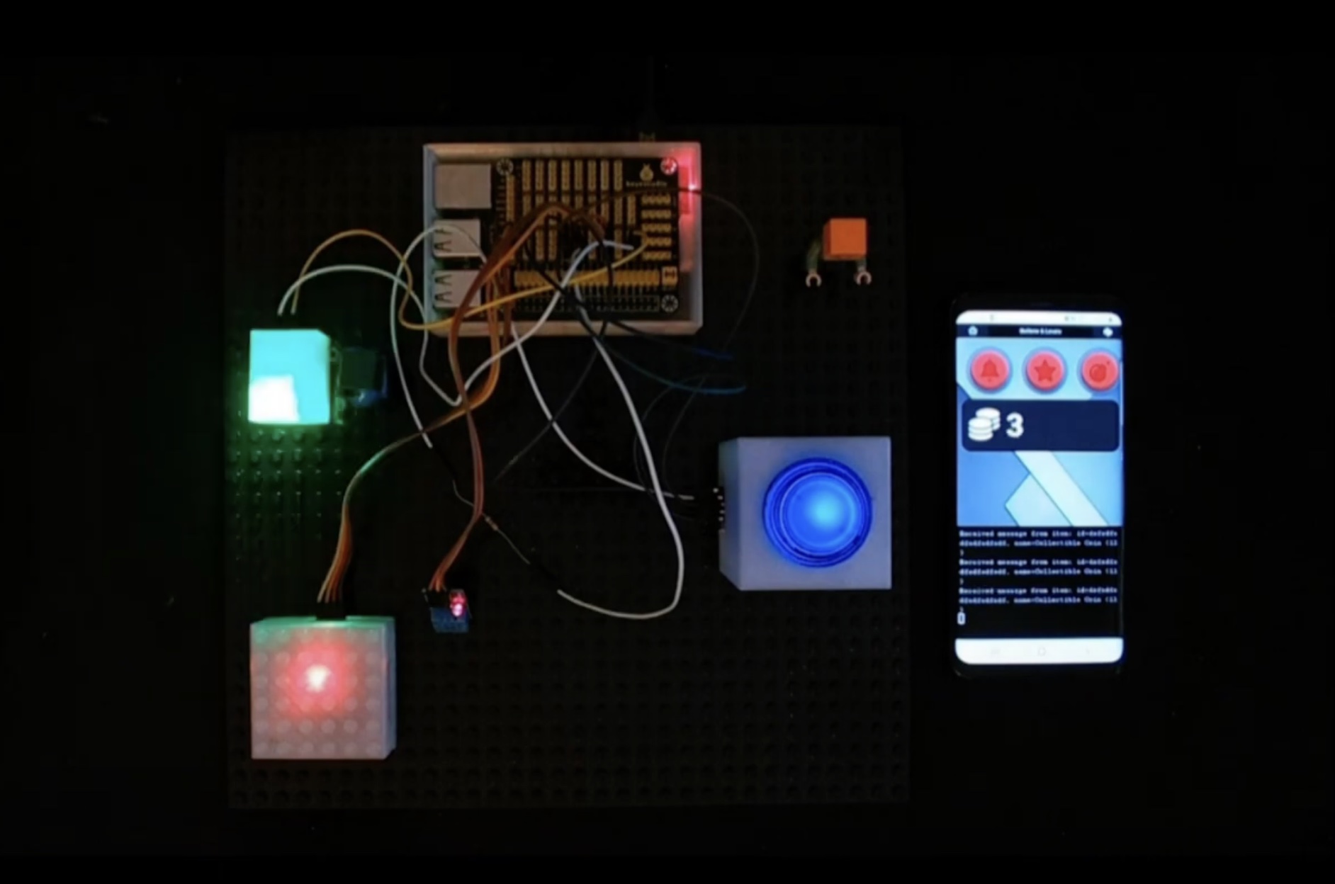Overview shot showing multiple systems in operation: modular hardware, interface panels, live data screens and the Unity facility environment.